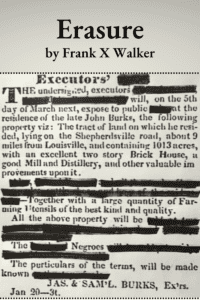 Erasure, Frank X Walker poem inspired by Pvt. John W. Burks