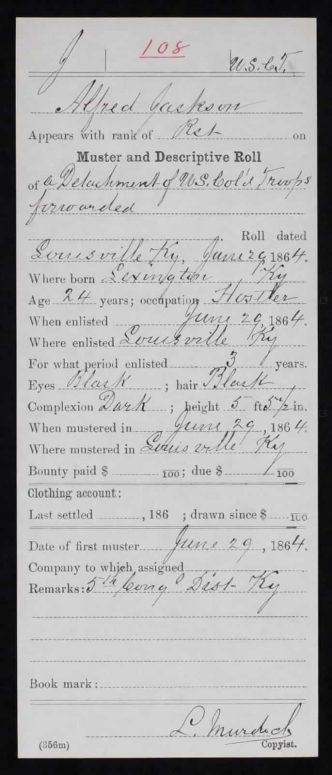 Alfred Jackson Muster and Descriptive Roll