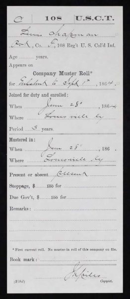 Lewis Chapman Muster Roll